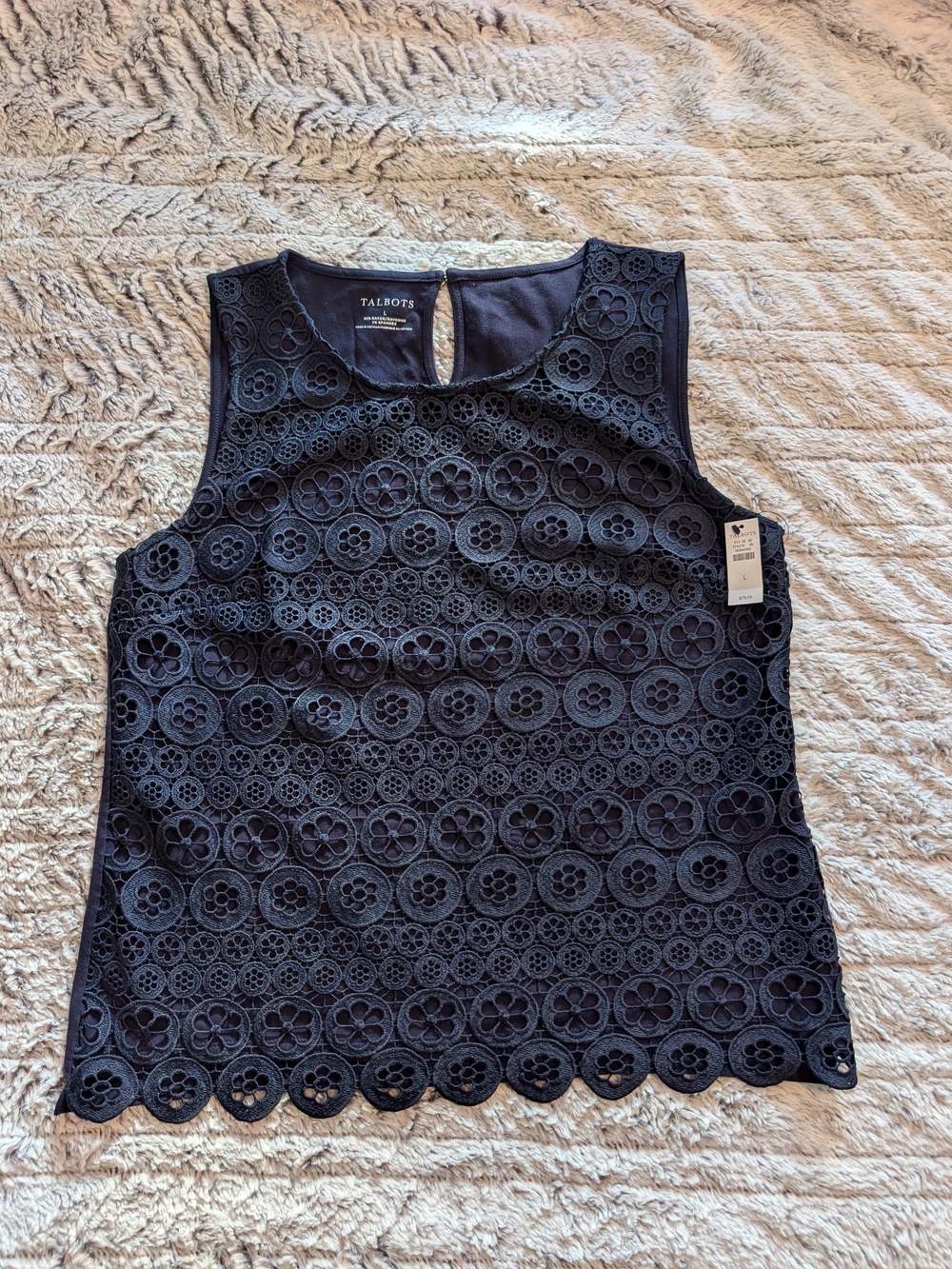 Talbots Women's Navy Lace Shell Top